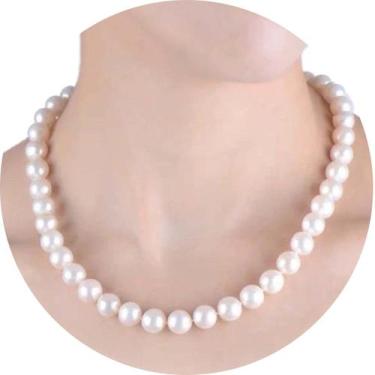 Imagem de Colar de Pérolas Clássico Feminino Elegante 8mm Luxo Elegant - anjo da
