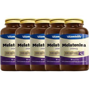 Imagem de Kit 5X Melatonina 210mcg - 60 Cápsulas - VitaminLife-Masculino