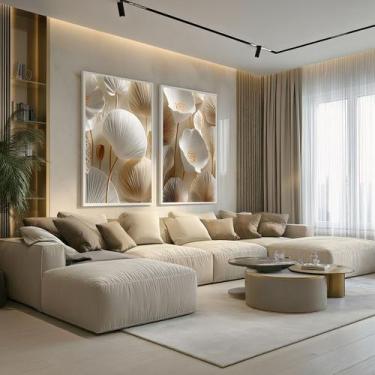 Imagem de Conjunto 2 Quadros Decorativos com Moldura Caixa Floral Branco  para S