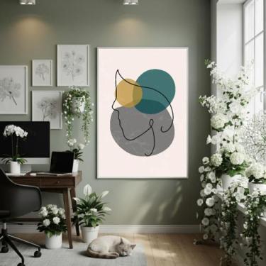 Imagem de Quadro Decorativo Rosto Abstrato 70X50Cm Mold Preta - Quadros On-Line