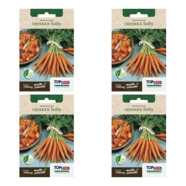 Imagem de Kit 4 Sementes De Cenoura Baby Topseed 700mg Alta Germinação