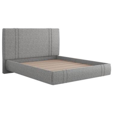 Imagem de Cama King Flutuante Com Cabeceira 195cm Astra W01 Linho Cinza Escuro L