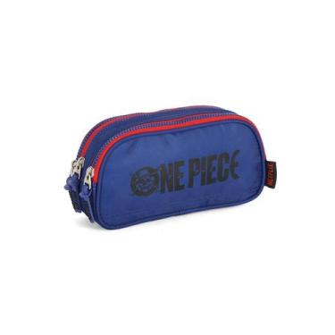 Imagem de Estojo One Piece Triplo Juvenil Meninos Passeio Escolar Azul - One Pie
