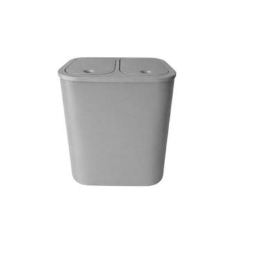 Imagem de Lixeira Click Dupla 25 Litros Botão Fácil Cinza - Arita