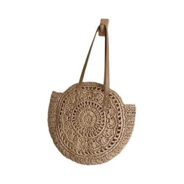 Imagem de Bolsa de Praia de Palha Grande para Verão - Tote Simples e Vazada para
