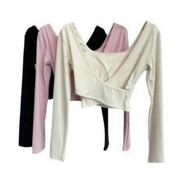 Imagem de Top De Yoga Feminino De Manga Longa Com Almofada Para O Peito E Costas