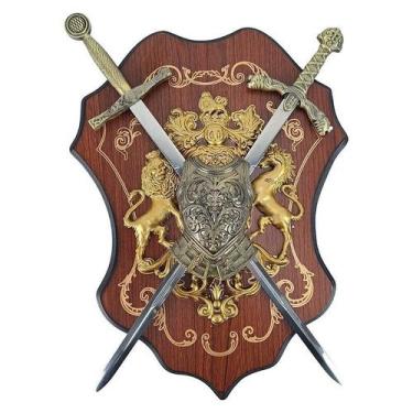 Imagem de Escudo Medieval Decorativo Brasao Armadura com ESpadas Tematicas - TEN