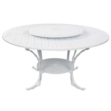 Imagem de Mesa De Alumínio Fundido Giratório Bambú área Externa Interna Branco