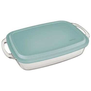 Imagem de Assadeira de Vidro Retangular Marinex Seletta 23,2x37,1cm, Verde e Tra