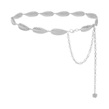 Imagem de Cinto Feminino Ajustável De Metal Com Folhas Vintage, Liga Durável Par