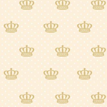 Imagem de Papel De Parede Poa Coroa E Circulos Branco Autocolante Sala