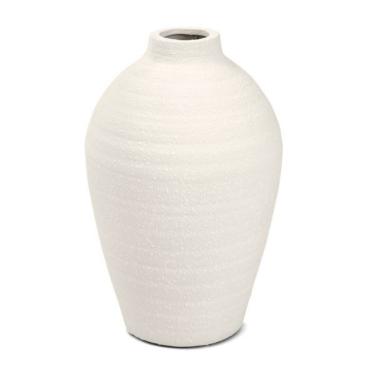 Imagem de Vaso Decorativo Texturizado De Cerâmica Branco 31x19cm Mart