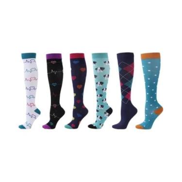Imagem de Meias De Compressão Florais Com Estampa De Animais E Frutas, 6 Pares P