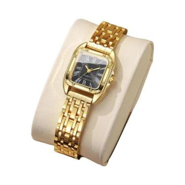 Imagem de Relógio De Pulso Feminino De Luxo Com Mostrador Quadrado E Design Roma