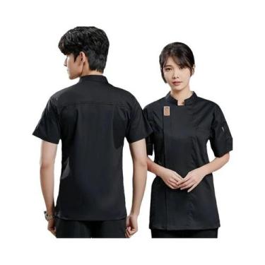 Imagem de Uniforme De Chef Preto, Camisa De Cozinha De Manga Longa, Roupa De Tra