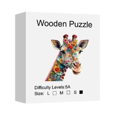 Imagem de Quebra-Cabeça De Madeira Girafa Flor, Brinquedo Intelectual Mágico De 