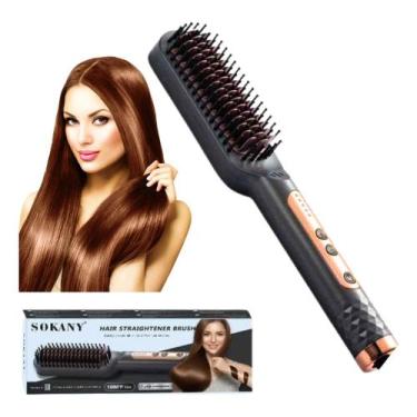 Imagem de Pente Elétrico Escova Alisadora Bivolt Profissional 5 Em 1 - SOKANY