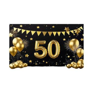 Imagem de Banner De Aniversário De 50 Anos Dourados Para Festa, Decoração Para M