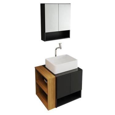 Imagem de Gabinete Troia Espelheira Cuba Raffinata Branca e Papeleira - Loja Doc