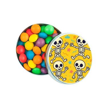 Imagem de Kit 30 Latinhas Lembrancinhas Esqueletinhos kids Cor: Prateado - Gil F