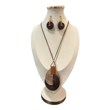 Imagem de Colar Feminino Kit Com Brinco Corda Estiloso Festa Maxi lite - MLBpel,