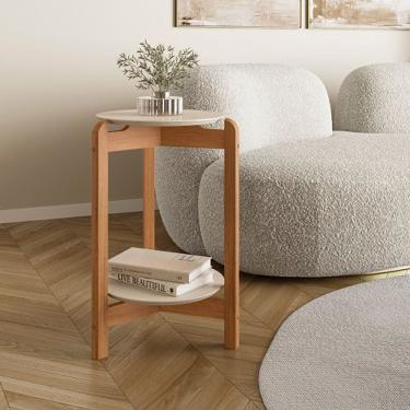 Imagem de Mesa Lateral Lizz Off White/Cedro - Casa D Móveis
