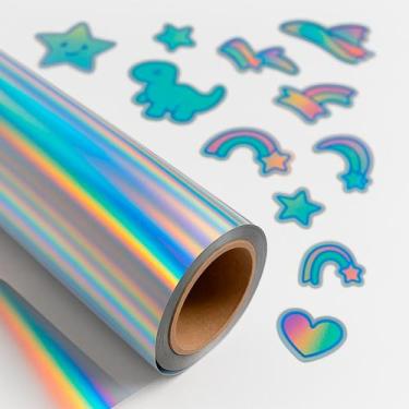 Imagem de Vinil Holográfico Prata Autocolante Adesivo Corte 60cm X 1m - Deliquad