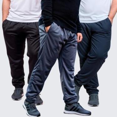 Imagem de KIT 3 Calça Jogger Masculina Plus Size Lisa Helanca Flanelada-Masculino
