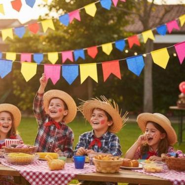 Imagem de Bandeirinha Plástica Festa Junina 100Metros Verde Amarela Copa do Mund