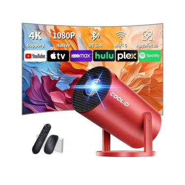 Imagem de Projetor Mini coolid Vermelho Suporte 4K Nativo 1080P WiFi 6 Rotação 180° C2 36V