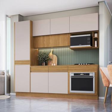 Imagem de Cozinha Modulada Completa 6 Peças com Rodapé e Tampo Organic Marrom/Sand