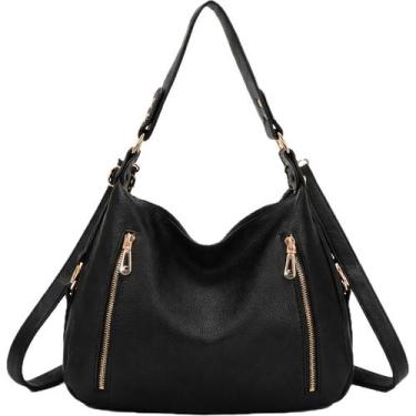 Imagem de Bolsa Feminina Média Couro Pu com Zíper Duplo e Divisórias  Elegante e