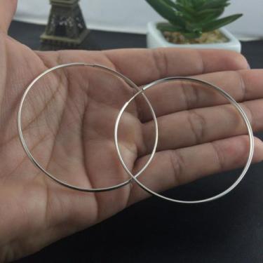 Imagem de Brinco Prata Maciça 925 Argola Grande 5 Cm - Lojas La&Ny, 5, Prata 925