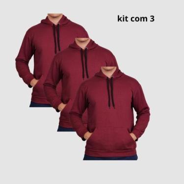 Imagem de Kit 3 Moletons Unisex Com Capuz Estilo Urbano Confortável - Lucam, Bor