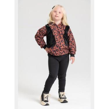 Imagem de Conjunto Inverno Menina Marrom Blusão Capuz com Recortes e Legging Onc