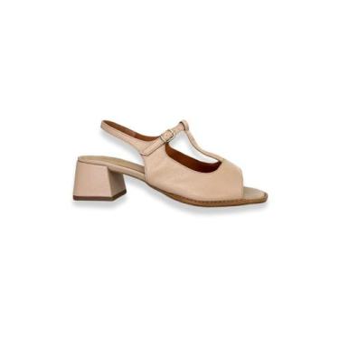 Imagem de Sandália Salto Bloco Nude Couro J.A Shoes, 35