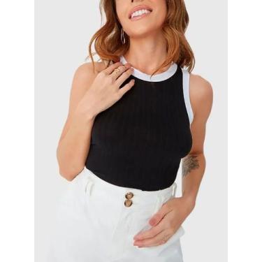 Imagem de Regata Long Cropped Malwee 1000113554 Feminina Canelada Viscose T. P/X
