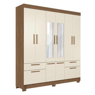 Imagem de Guarda Roupa Casal 8 Portas Curitiba Com Espelho Jatobá Areia - Santos