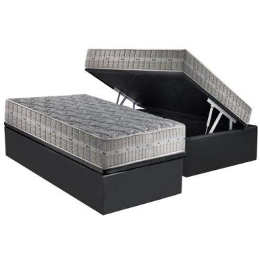 Imagem de Conjunto Box Baú Solteiro: Colchão Molas Anjos Royal + Base CRC Suede 