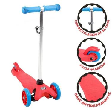 Imagem de Patinete Infantil Ajustavel Com 3 Rodas Para Menino Bbr Toys, Vermelho