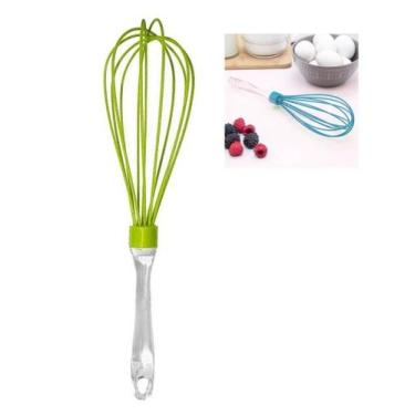Imagem de Batedor De Ovo Fouet De Silicone Com Cabo Acrílico - 30 cm - Huvi, Azu