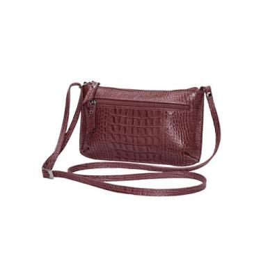Imagem de Bolsa Feminina Transversal Pequena Leve Compacta Couro Legítimo Madami