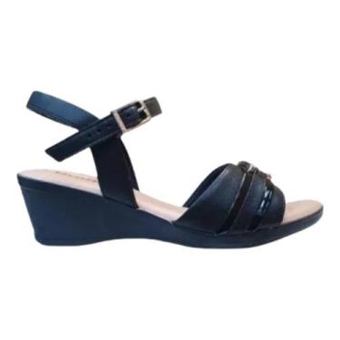 Imagem de Sandalia usaflex fivela prata plataforma preto mm0904002, 34
