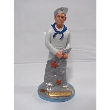 Imagem de Imagem Marinheiro Com Rede Escultura Estatua Gesso 20 Cm - Lua Mistica