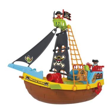 Imagem de Barco de Brinquedo Piratas Maral com Rodinhas e Acessórios Realistas