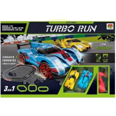 Imagem de Autorama Turbo Run Pista Dupla Circuito em Oito com 2 Carrinhos e 2 Controles Remotos DM Toys