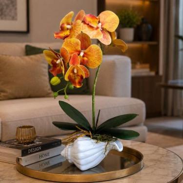 Imagem de Arranjo Orquídea Artificial Vaso Decoração Enfeite Casa 40cm - Genéric