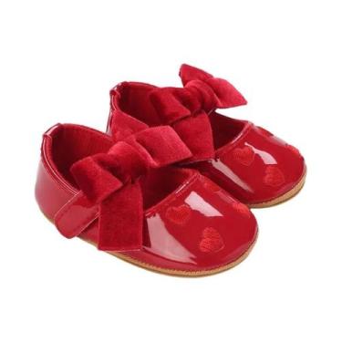 Imagem de Sapatos De Bebê Princesa Com Laço Vermelho, Confortáveis Para Primaver