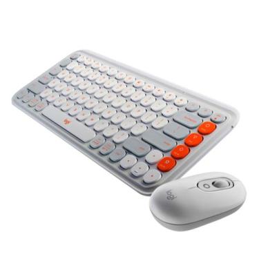 Imagem de Kit Mouse E Teclado Logitech Pop Icon Sem Fio Branco