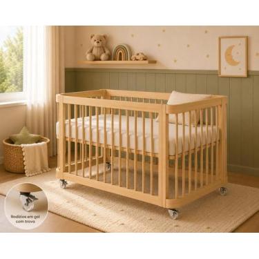 Imagem de Berço Evolutivo com Rodízios 3 em 1 mini Berço e mini Cama em Madeira 